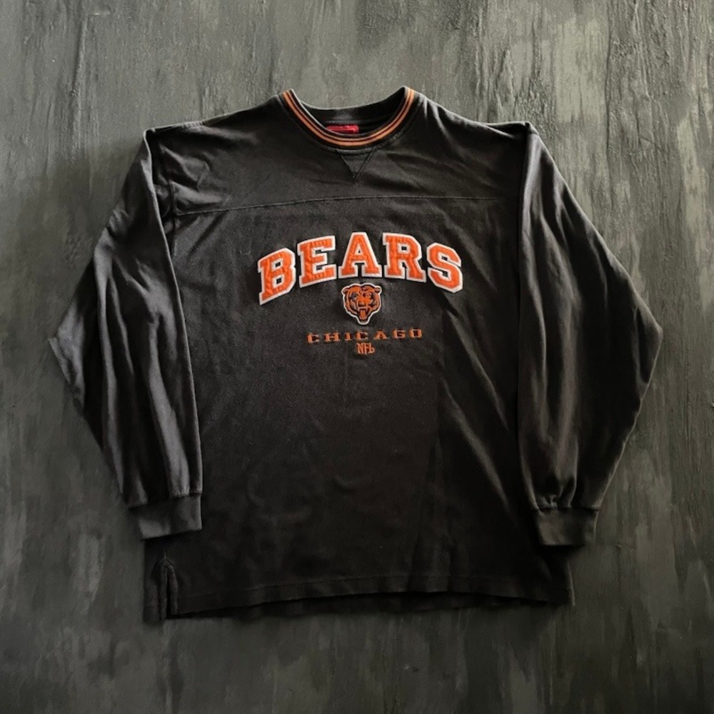 Vintage Embroidered Chicago Bears Long Sleeve Shirt Mens XL Black NFL